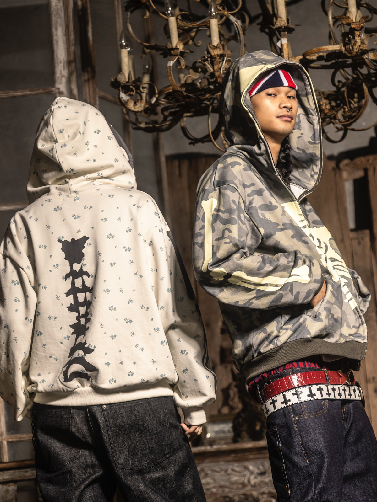 9090 Glow Bone Full Zip Hoodie (Glow in the dark)