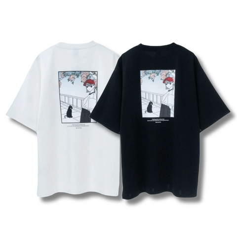 RED CAP GIRL Sakura Cat with Girl Cool Touch T-shirt
