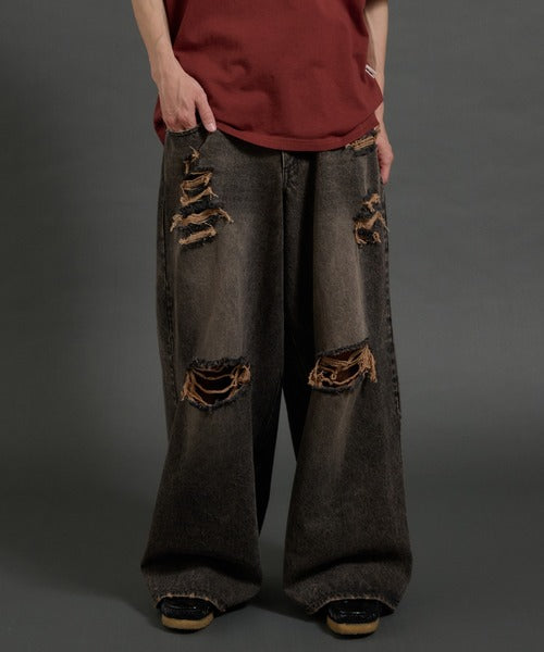 (預訂) Perushu Heavy Wash Dstressed Denim Pants （約7-14個工作天到貨）
