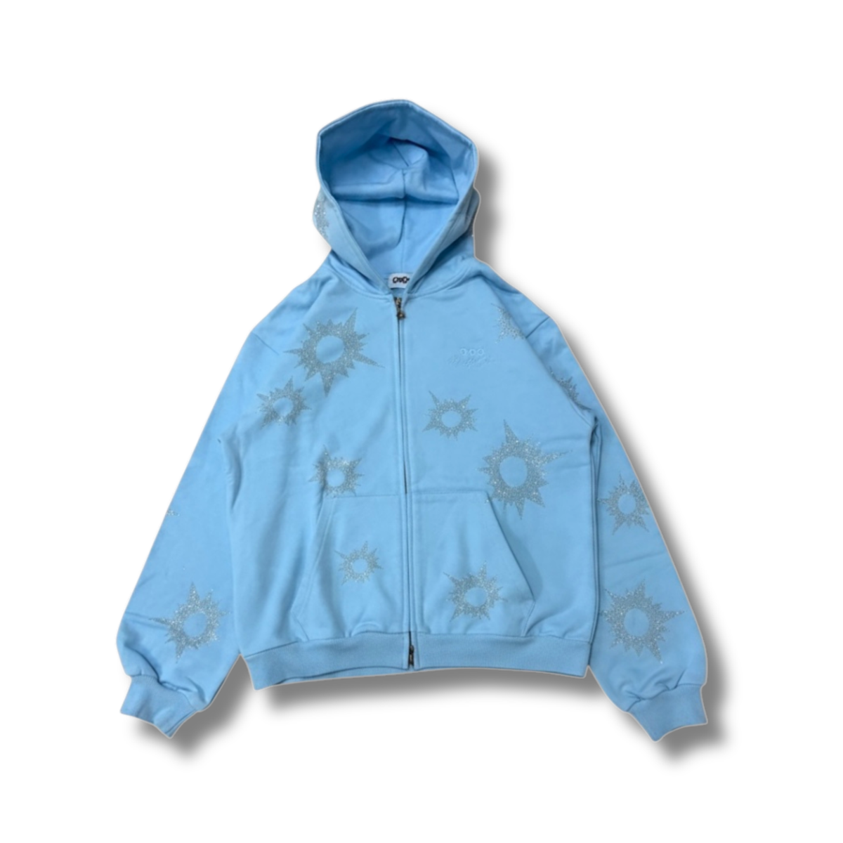 9090 Bullet Logo Rhinestone Allover Hoodie