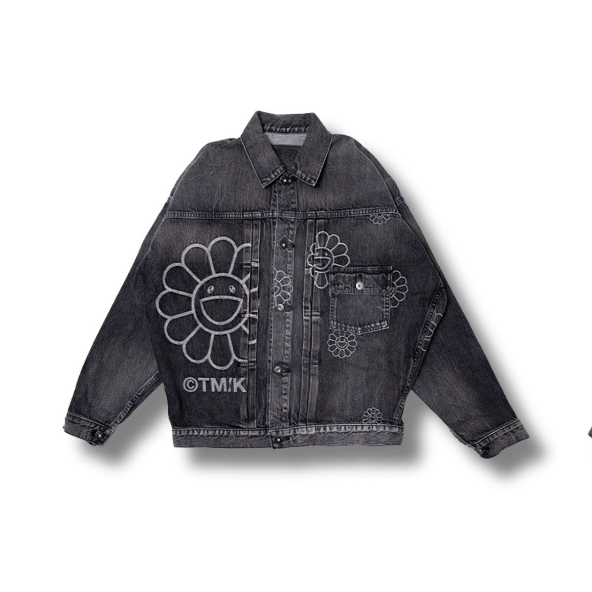 村上隆 Takashi Murakami Flowers Jacquard Denim Jacket (Black)