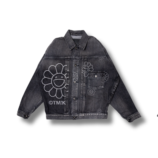 村上隆 Takashi Murakami Flowers Jacquard Denim Jacket (Black)