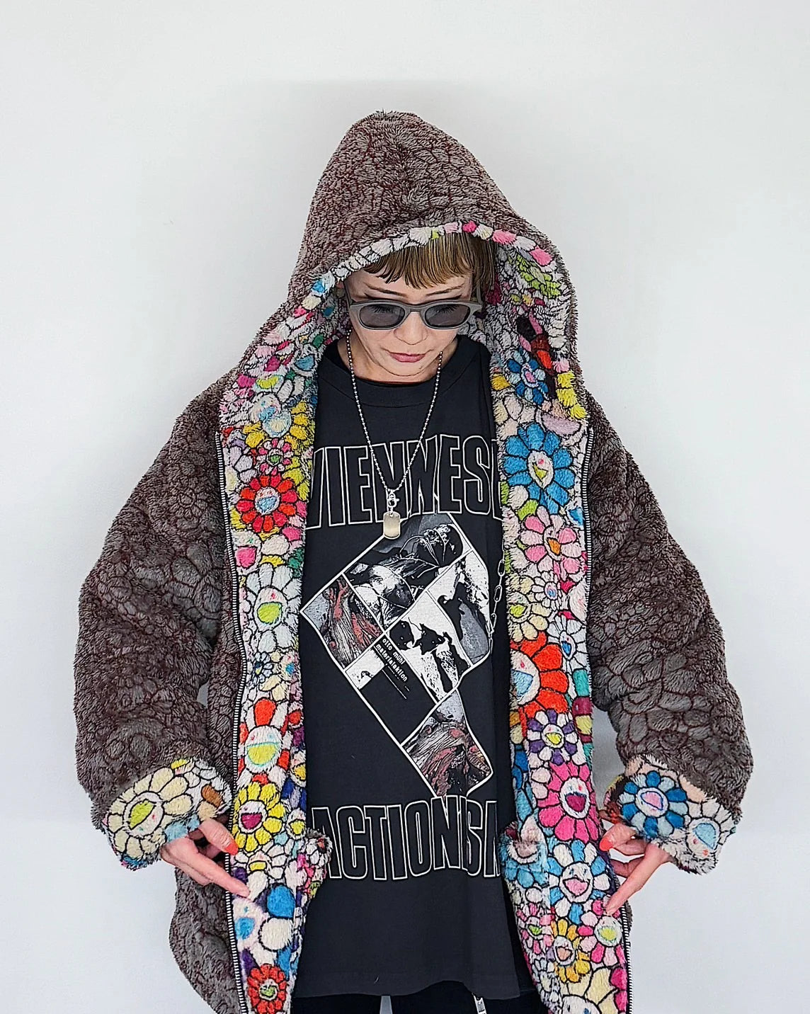 村上隆 Takashi Murakami Reversible Boa Zip Hoodie
