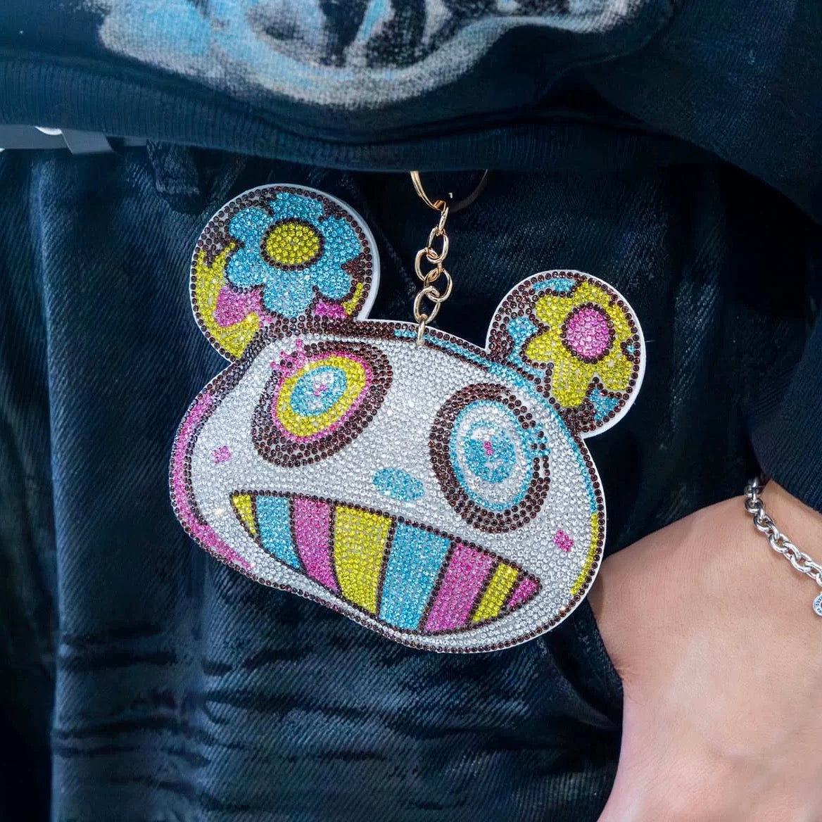 Takashi Murakami Panda Rhinestone Keychain