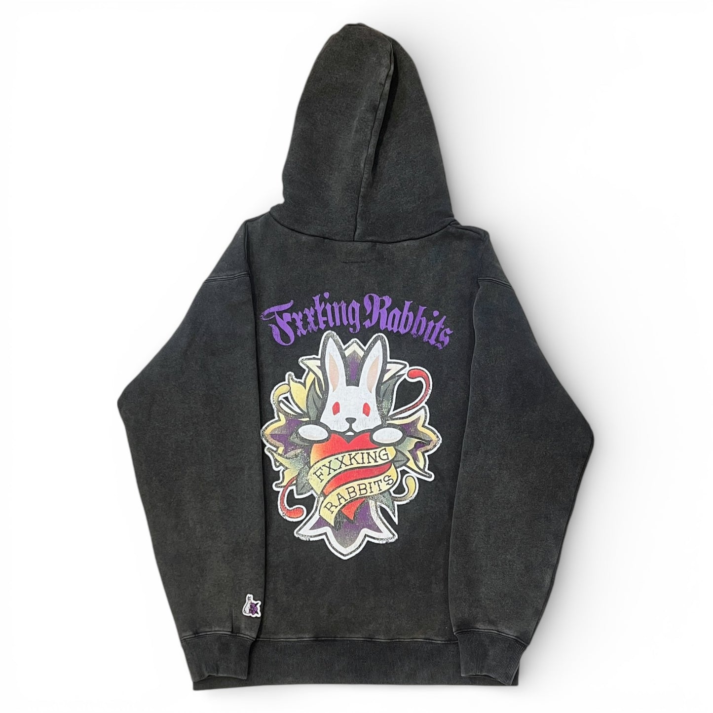 FR2撫子 Frost Wash Cross Rabbits Tattoo Hoodie (Black) (京都限定)
