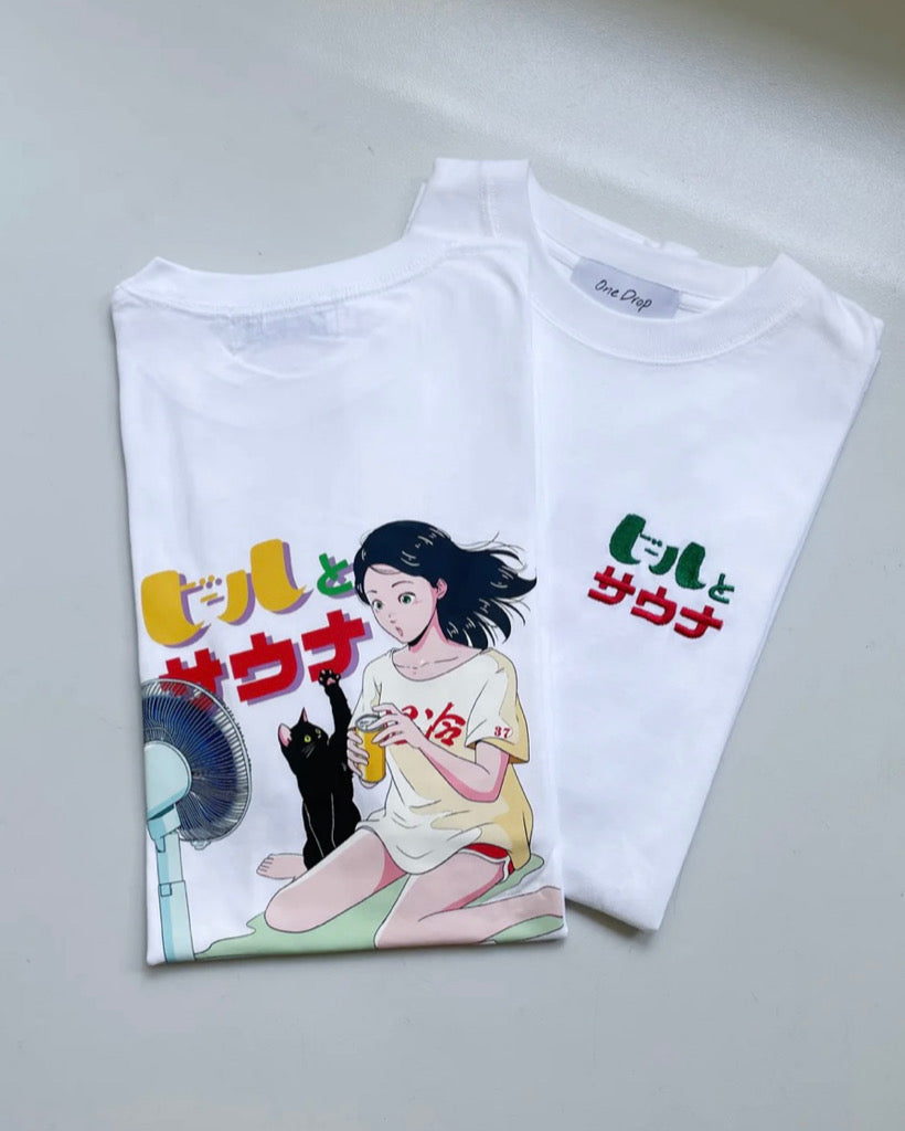 One Drop chao!×ふくだ ビールとサウナ®刺繍コラボ T-shirt – SOLE.POOL