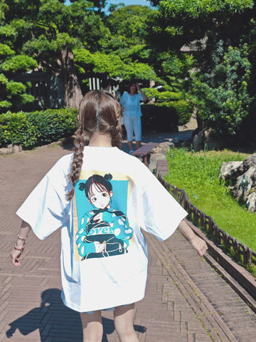 Over print x EDGELINK Bag Girl Tee (White)