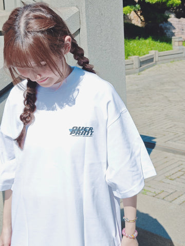 Over print x EDGELINK Bag Girl Tee (White)