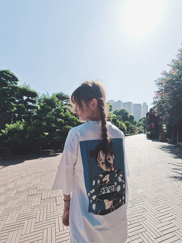 Over print Bag Girl Tee (White)