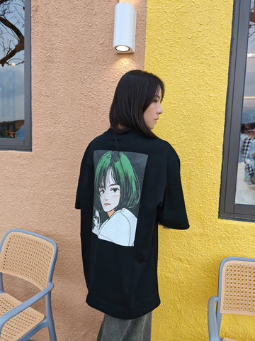 TSUBASA 25SS 猫と女の子 T-SHIRT