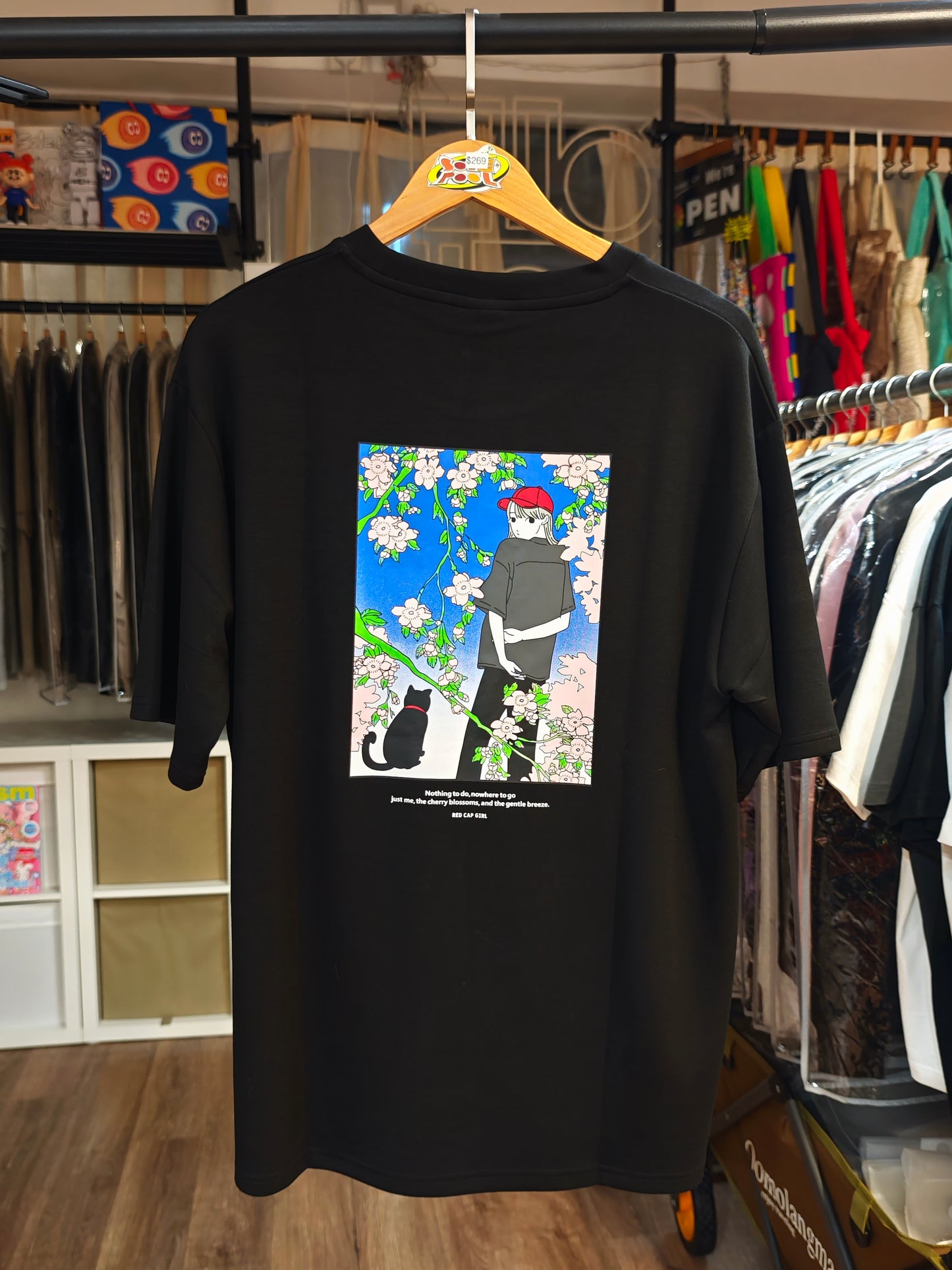 RED CAP GIRL Sakura Black Cat Cool Touch T-Shirt