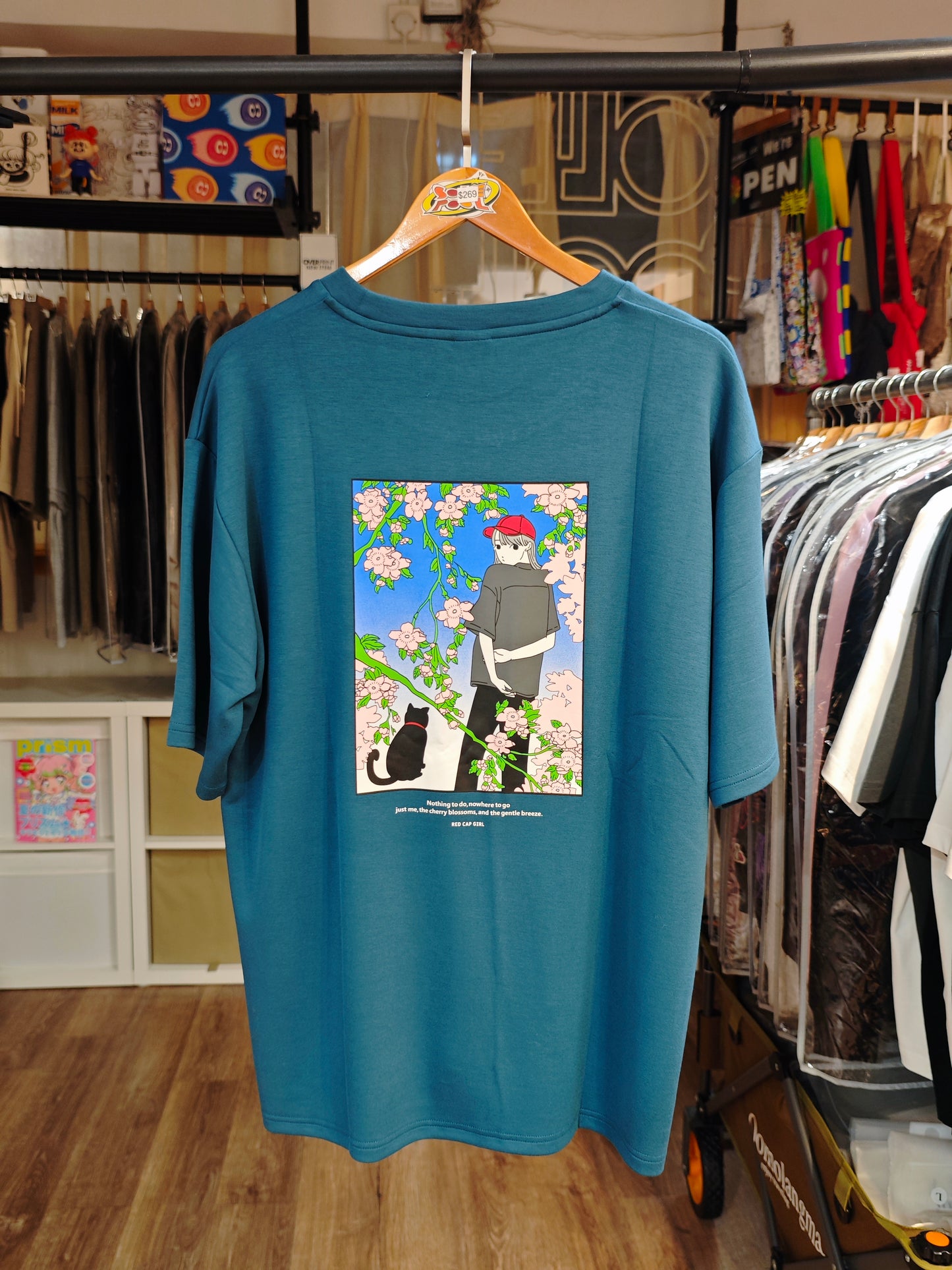 RED CAP GIRL Sakura Black Cat Cool Touch T-Shirt