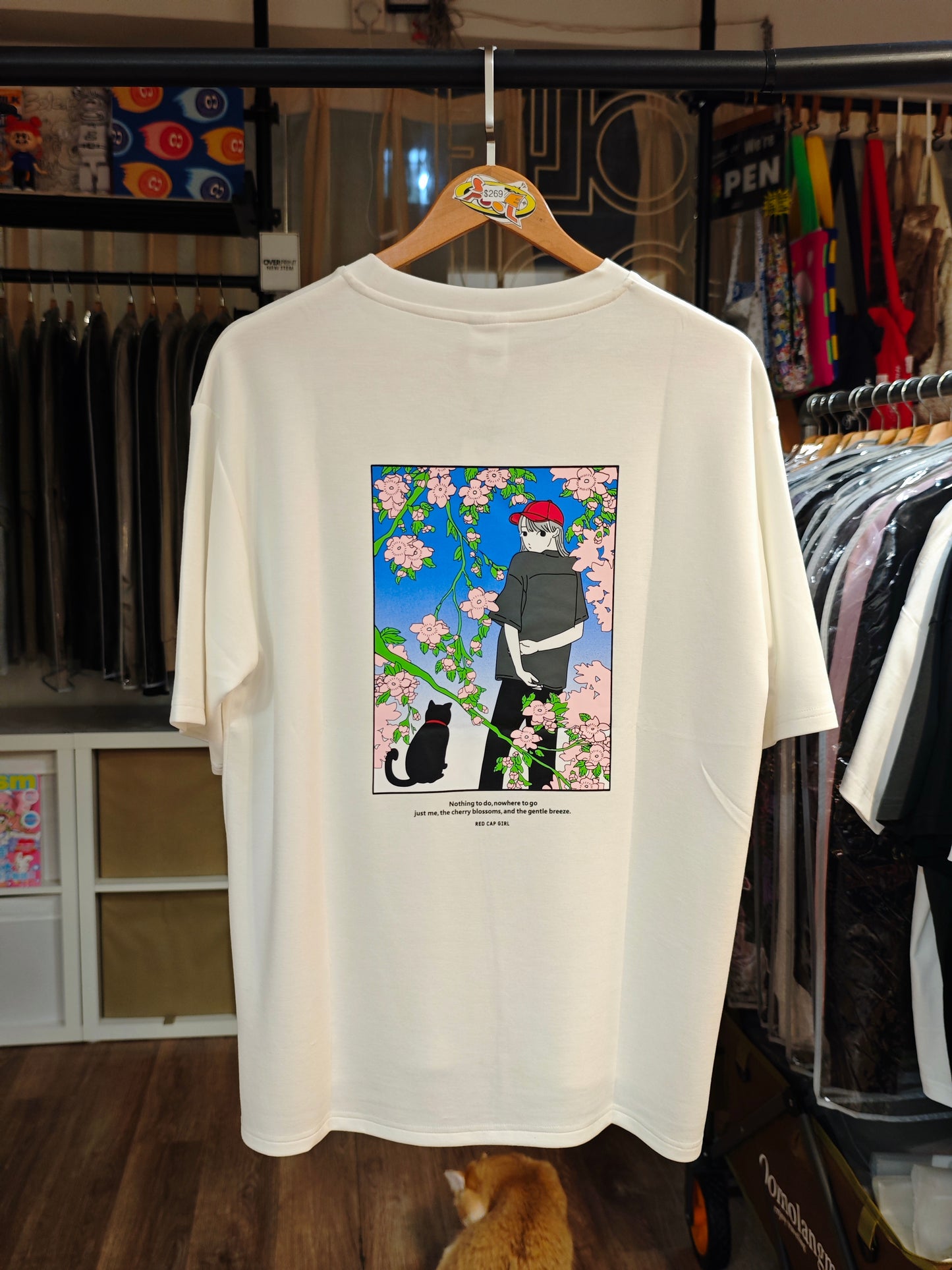 RED CAP GIRL Sakura Black Cat Cool Touch T-Shirt