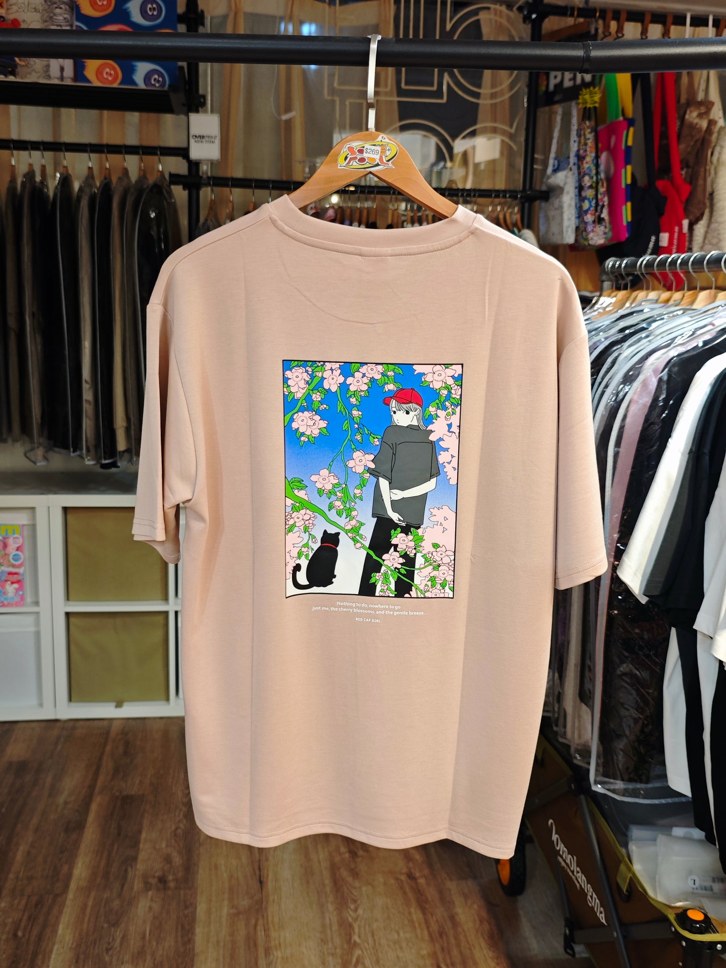 RED CAP GIRL Sakura Black Cat Cool Touch T-Shirt