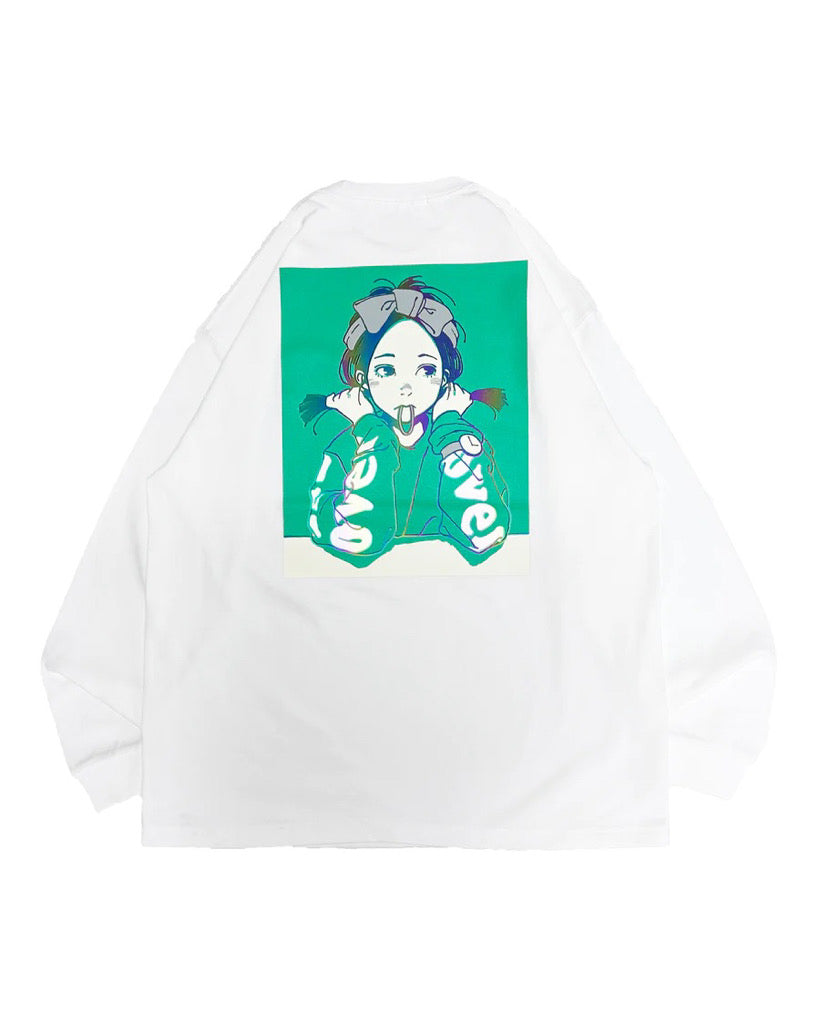 Over print Pop Art Heavy LS Tee Ver:1 (Green) Online Limited *AURORA  REFLECTOR - White / L