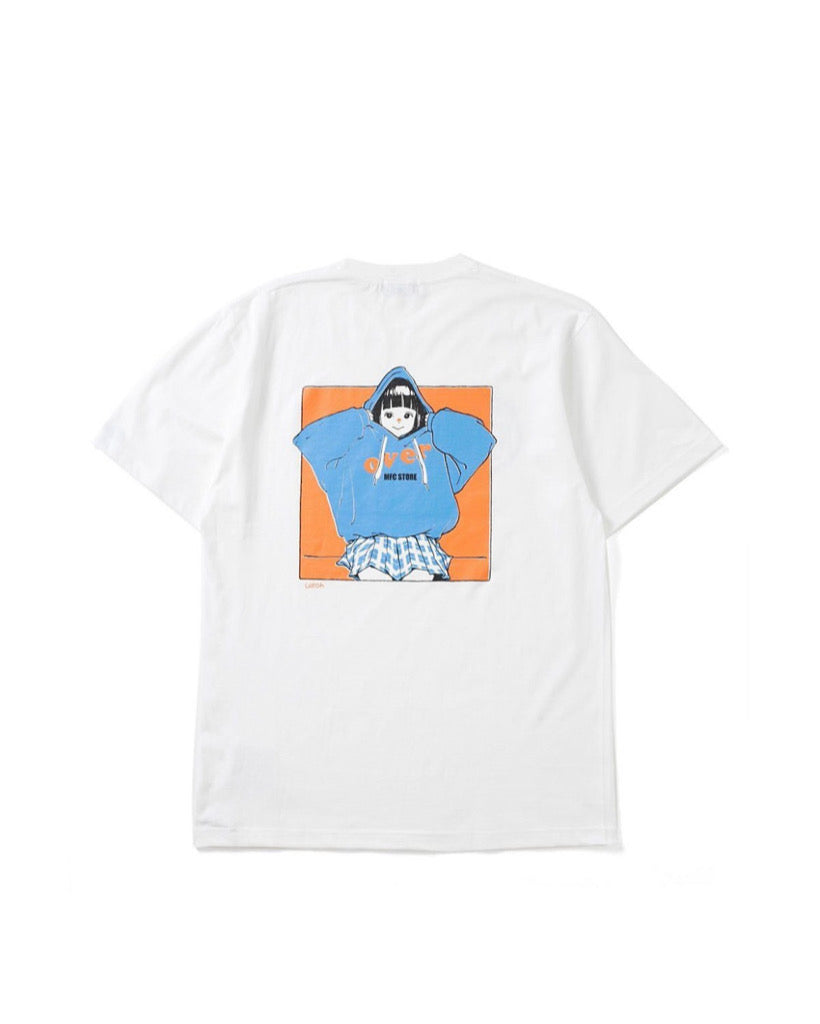 Over print x MFC Hoodie Tee - White / XL