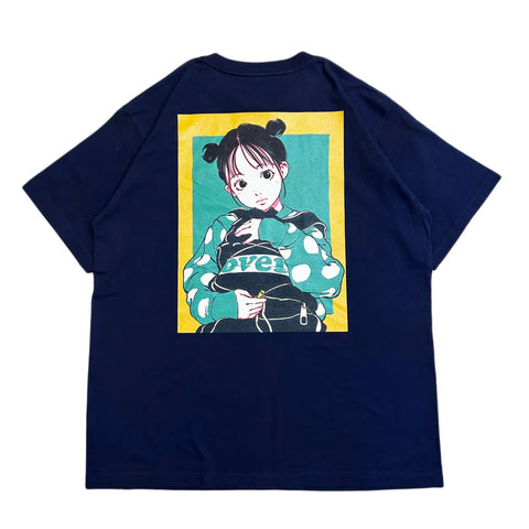 Over print Bag Girl Tee (Black & Navy)