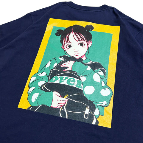 Over print Bag Girl Tee (Black & Navy)