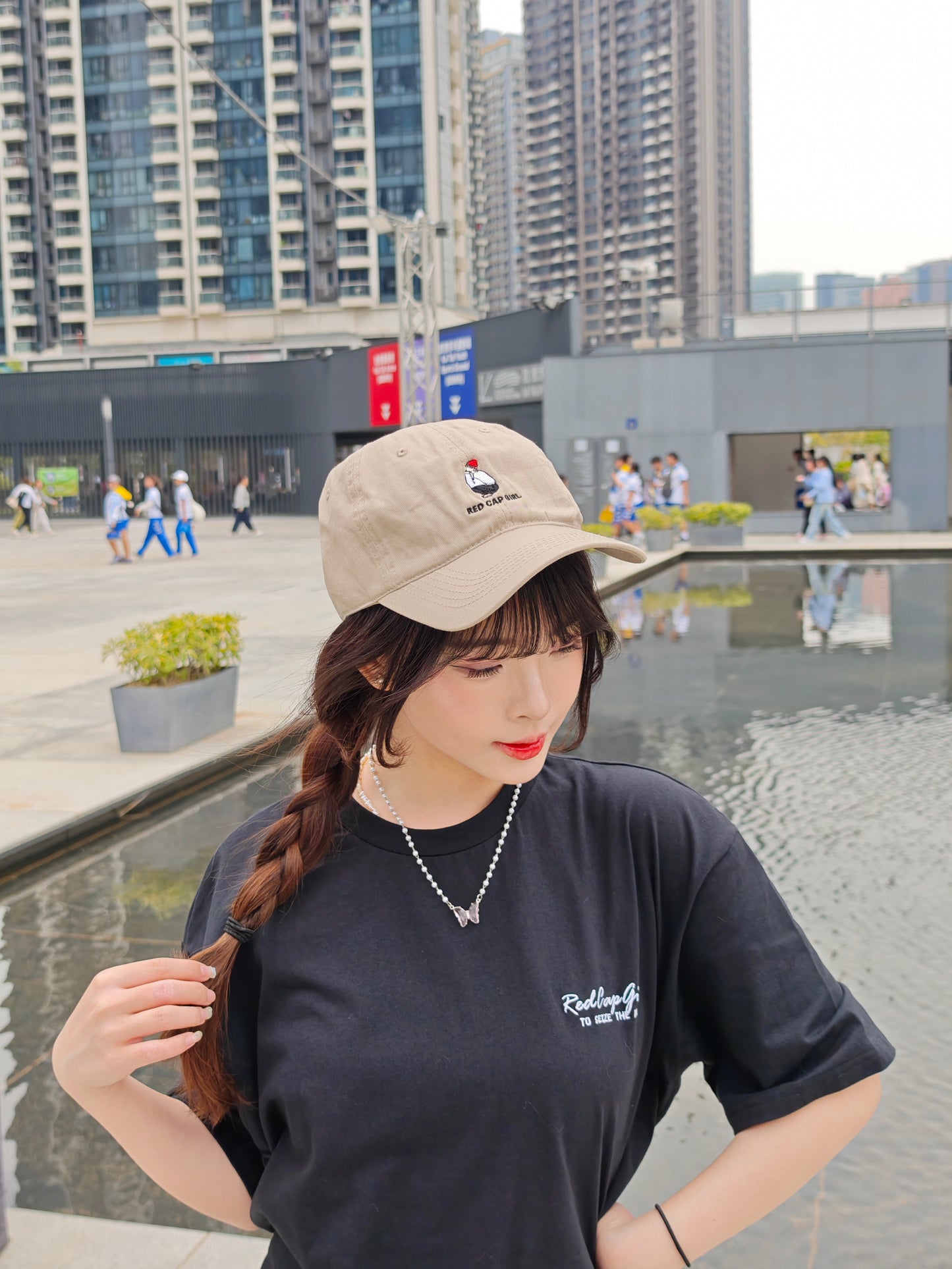 Red Cap Girl Girl with Cat Tee