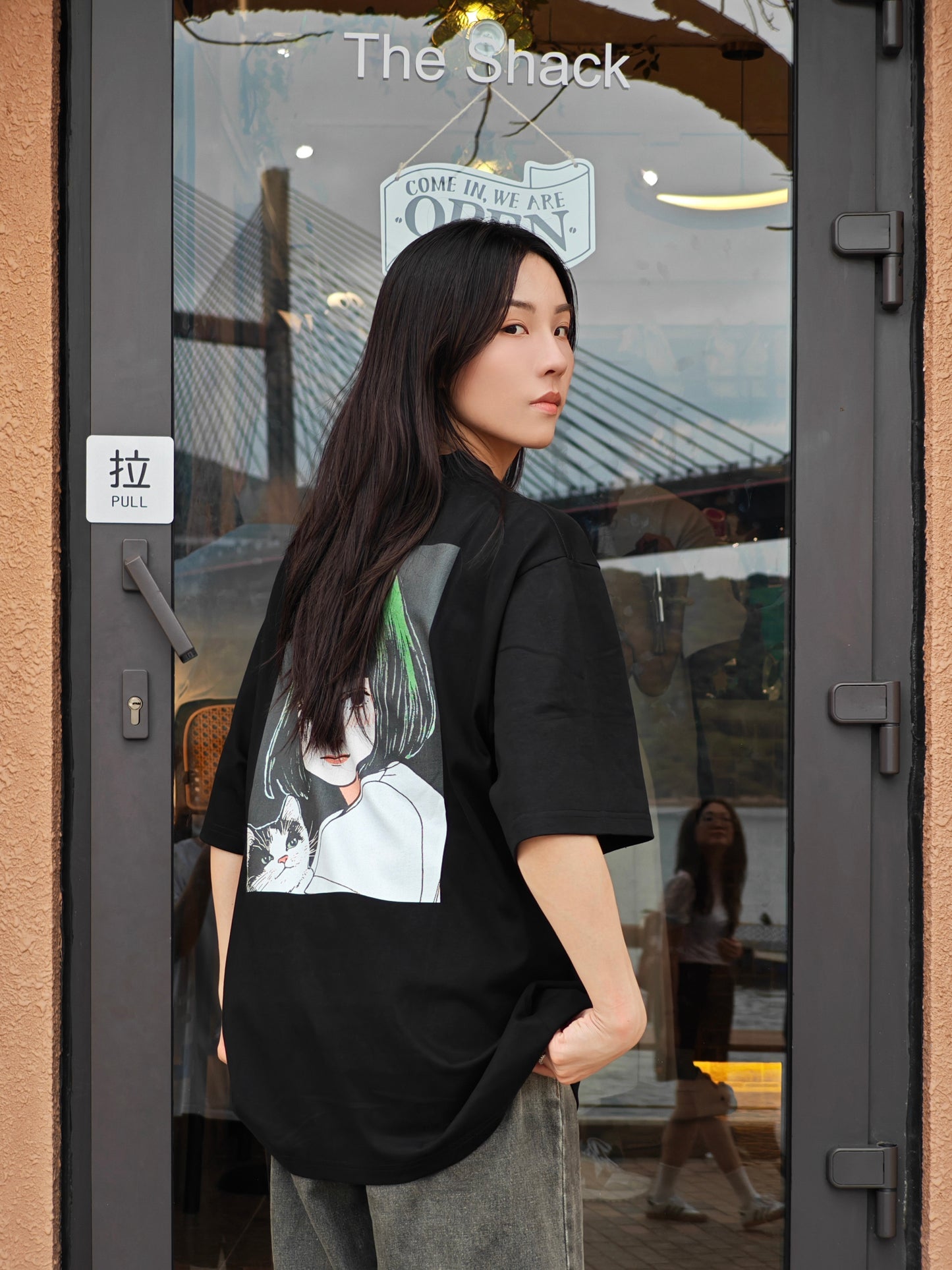 TSUBASA 25SS 猫と女の子 T-SHIRT