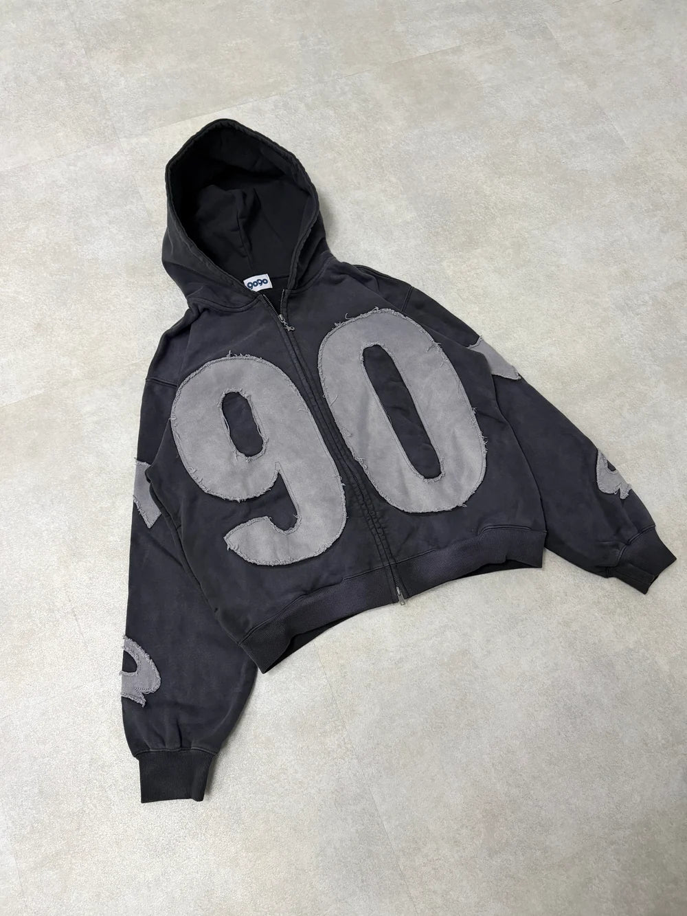 9090 Numbering with Star Logo Zip Hoodie