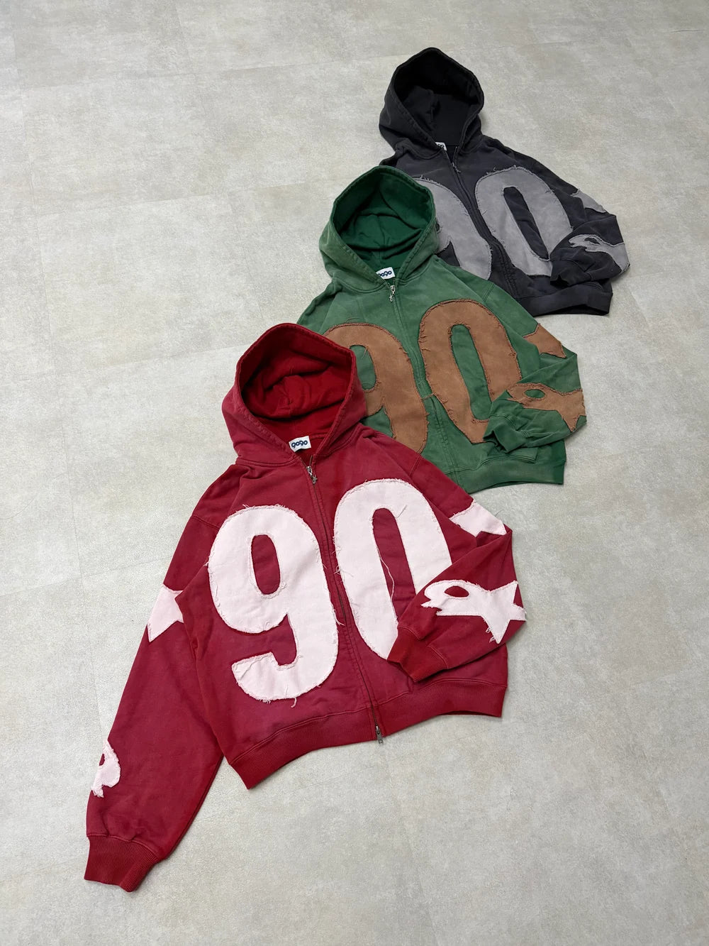 9090 Numbering with Star Logo Zip Hoodie