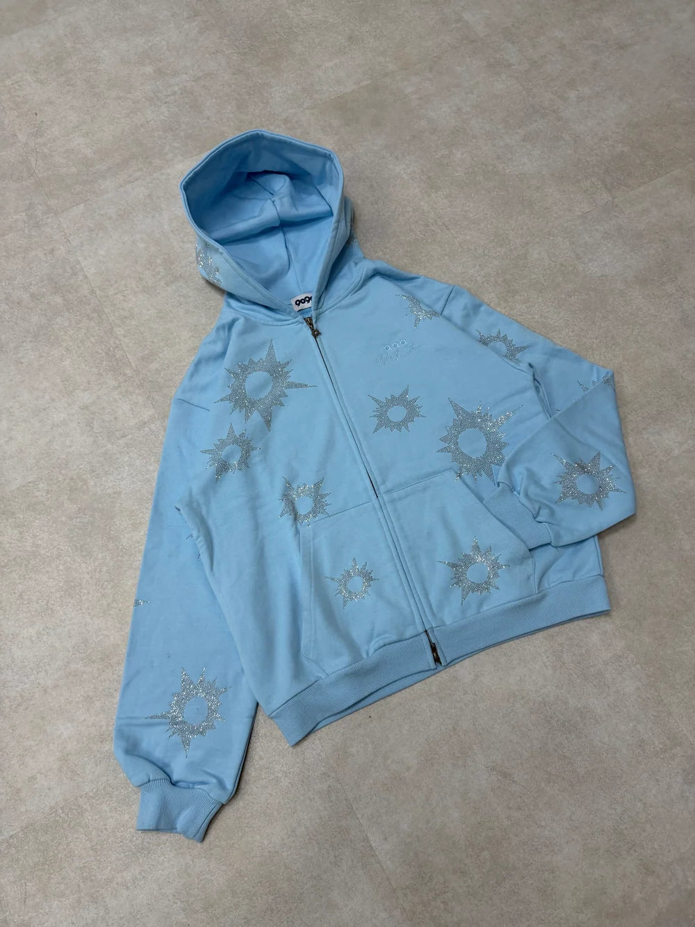 9090 Bullet Logo Rhinestone Allover Hoodie