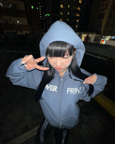 Over print Pop Art Zip Hoodie Ver:1 (Blue) Online Limited *AURORA REFLECTOR