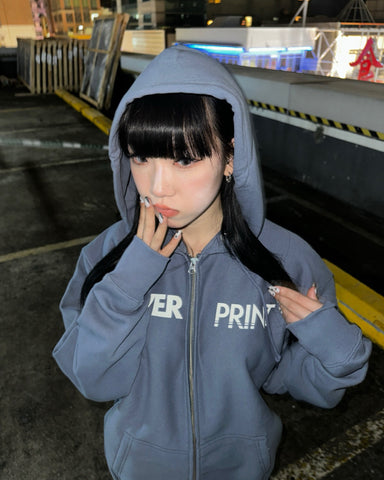 Over print Pop Art Zip Hoodie Ver:1 (Blue) Online Limited *AURORA REFLECTOR