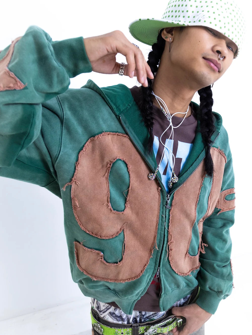 9090 Numbering with Star Logo Zip Hoodie