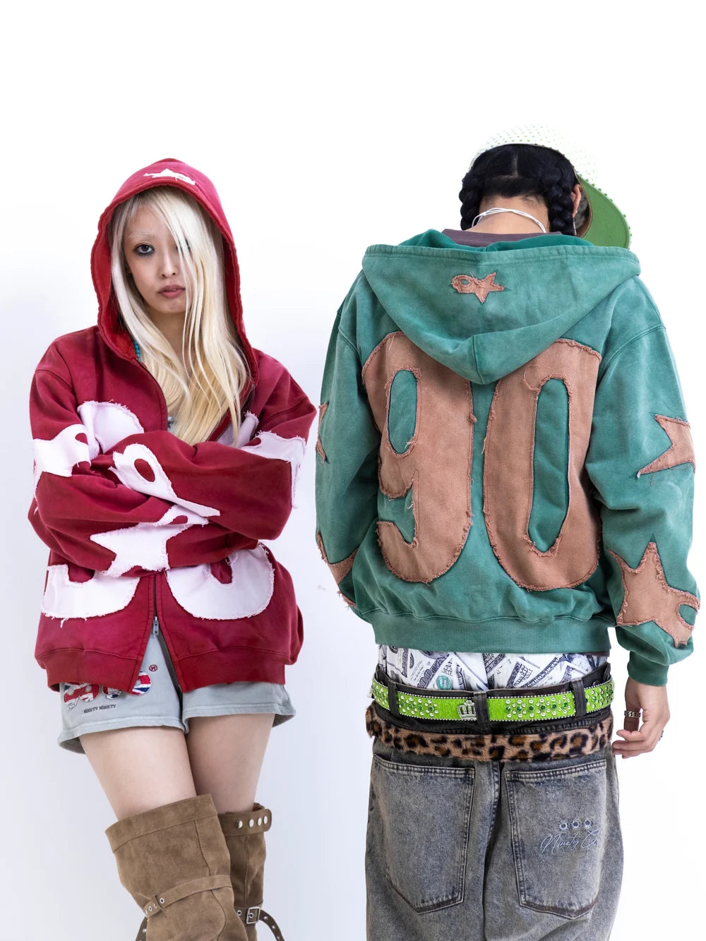 9090 Numbering with Star Logo Zip Hoodie