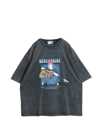 RED CAP GIRL Washed T-Shirt (Can't Play Instruments)