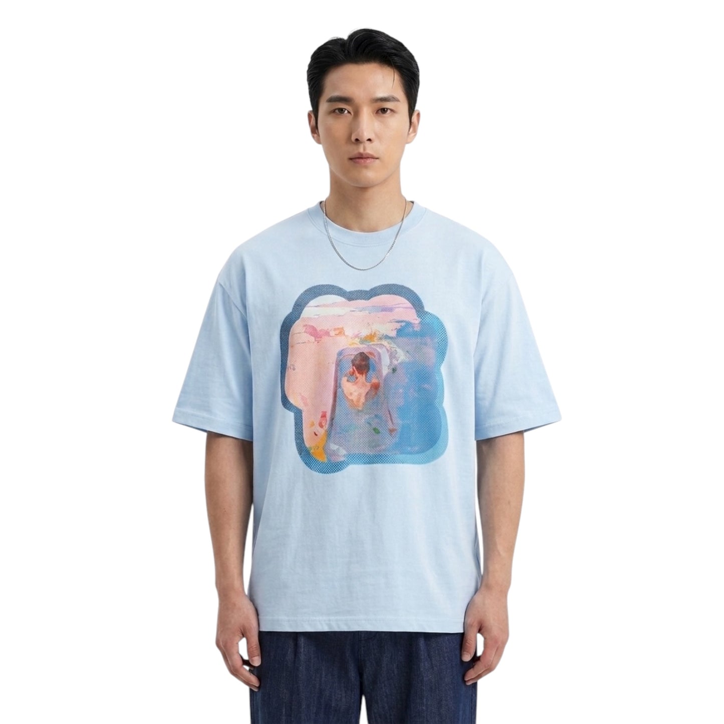 Abstract Fudge Bath Time Tee (Light Blue)