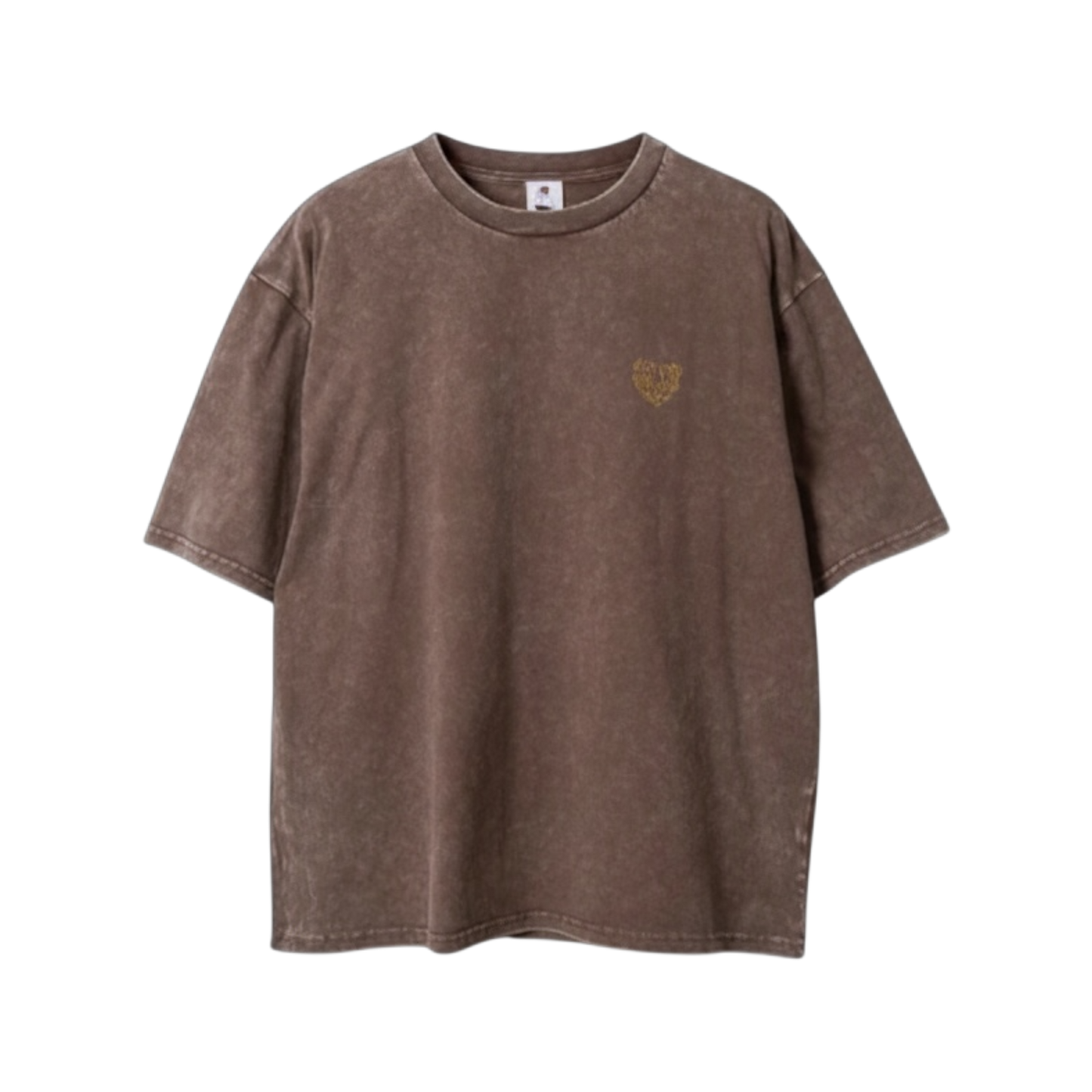 RED CAP GIRL Snow Wash Heart Pattern T-Shirt