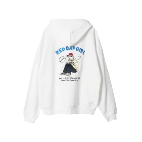 RED CAP GIRL Embroidery Print Zip Hoodie