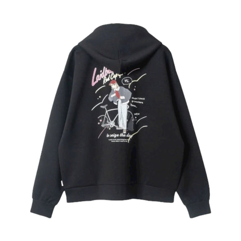 RED CAP GIRL Cardboard knit Silk Touch Back Print Zip Hoodie