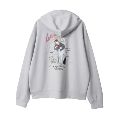 RED CAP GIRL Cardboard knit Silk Touch Back Print Zip Hoodie