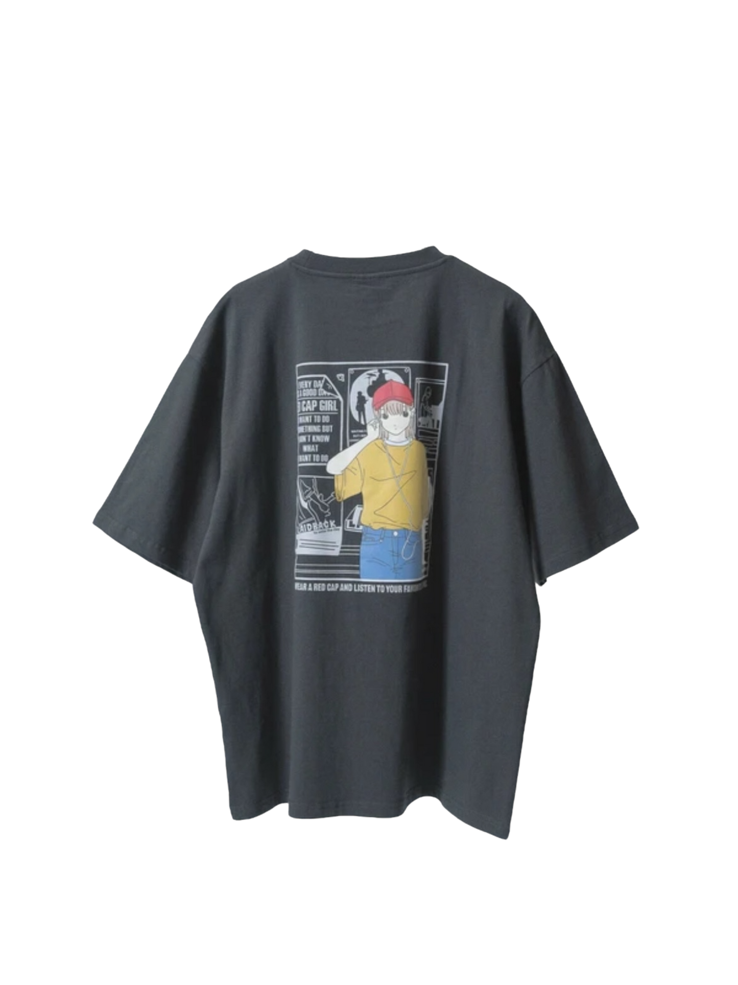 Red Cap Girl Earphone Girl Tee