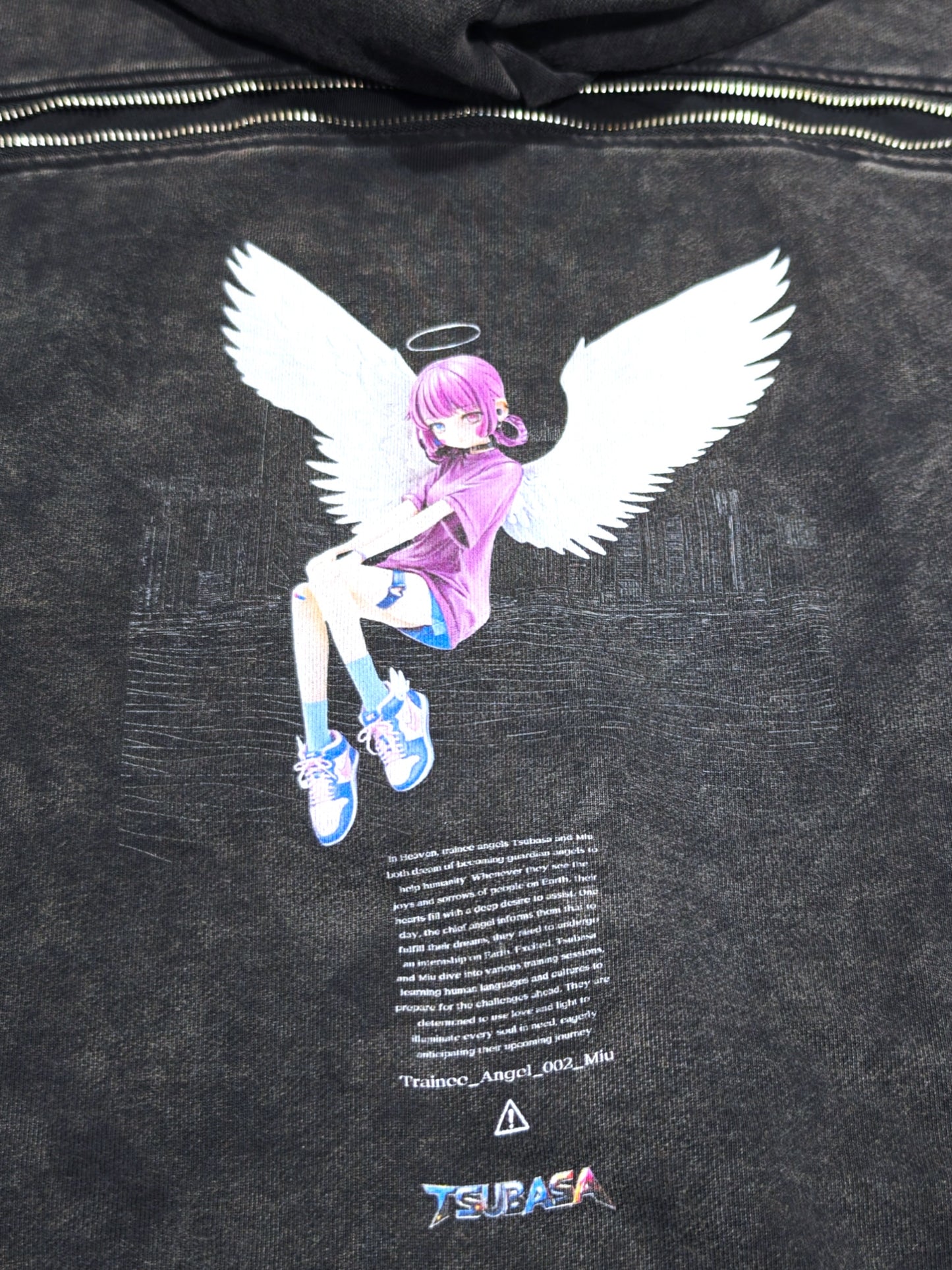 Tsubasa 3D TRAINEE ANGEL WASHED Zip Hoodie (Miu)