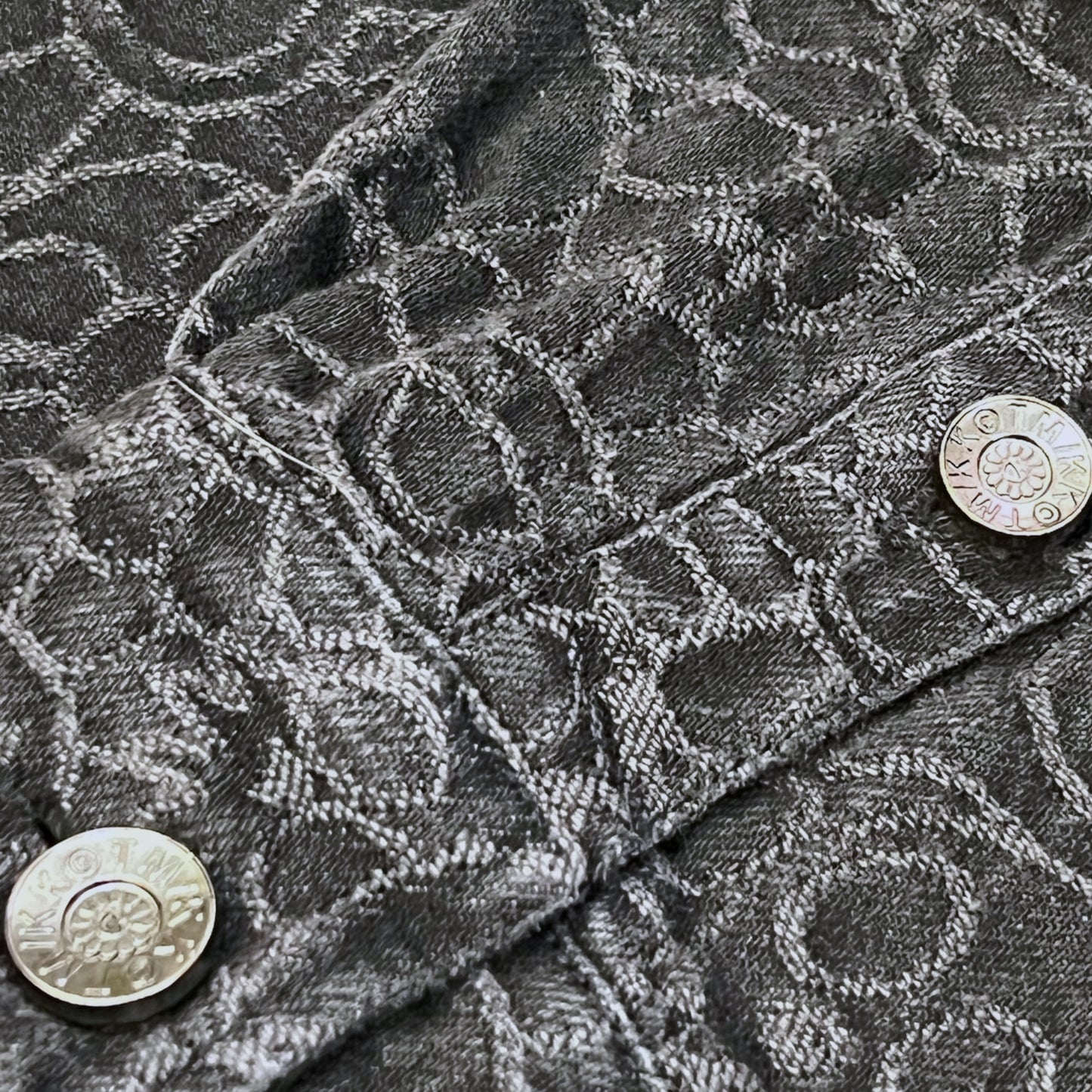 村上隆 Takashi Murakami Flowers and Skulls Jacquard Denim Haori Shirt (Black)