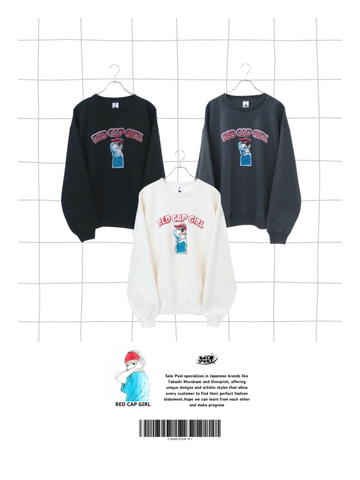 RED CAP GIRL Front Flocking Finish Sweatshirt