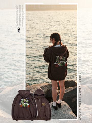 A'gem 殭屍貓刺繡 Zip Up