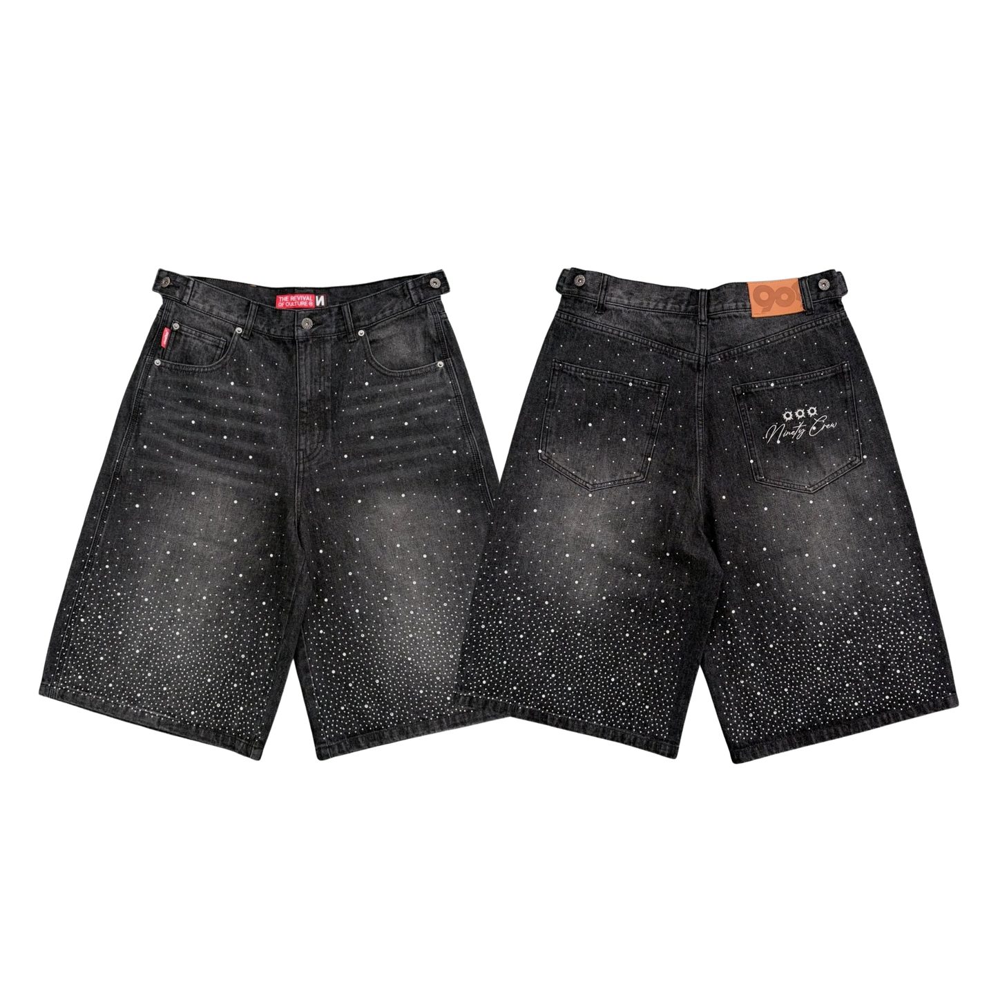 9090 Bullet Logo Rhinestine Buggy Jorts