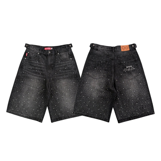 9090 Bullet Logo Rhinestine Buggy Jorts